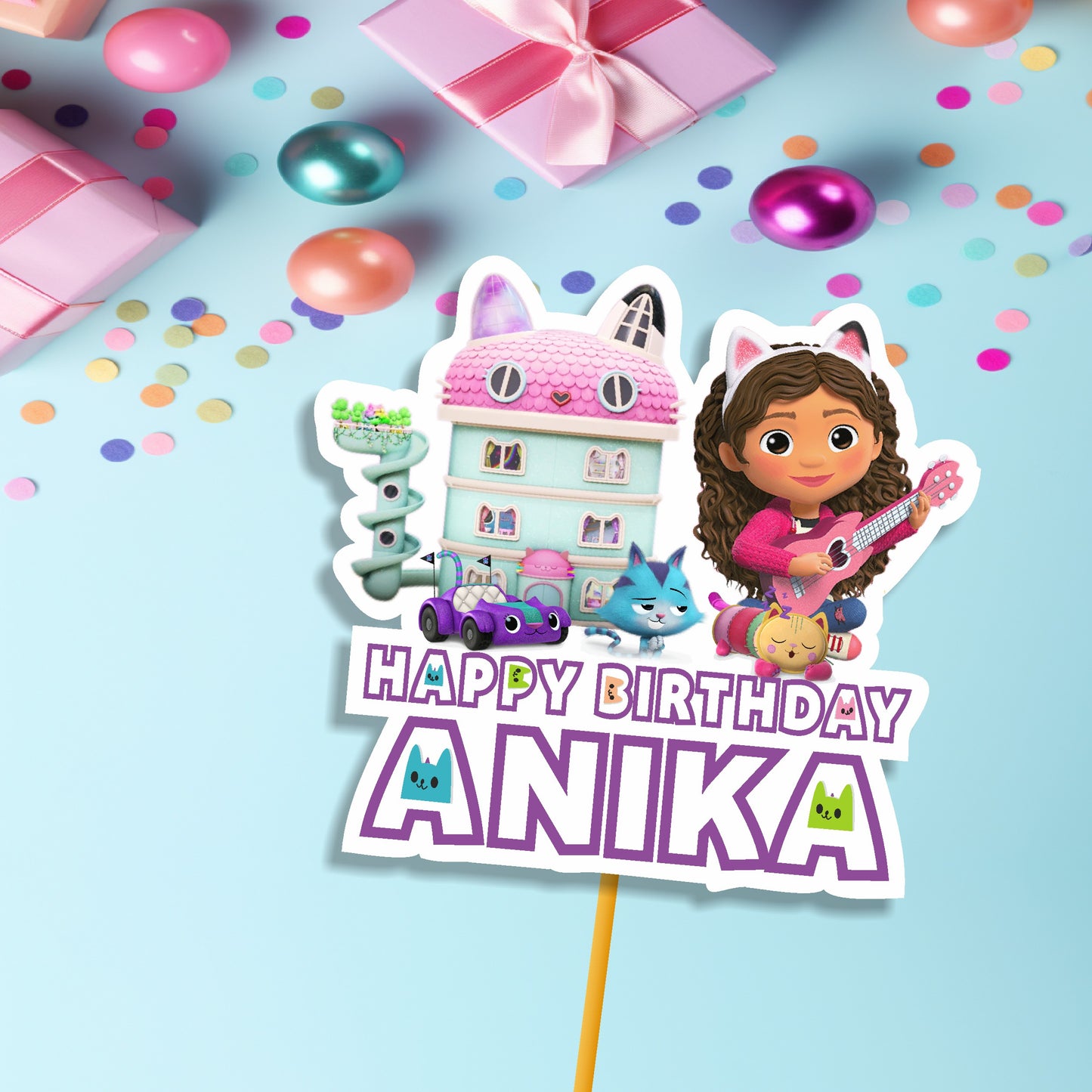 Gabby’s Dollhouse Theme Customized  Cake topper