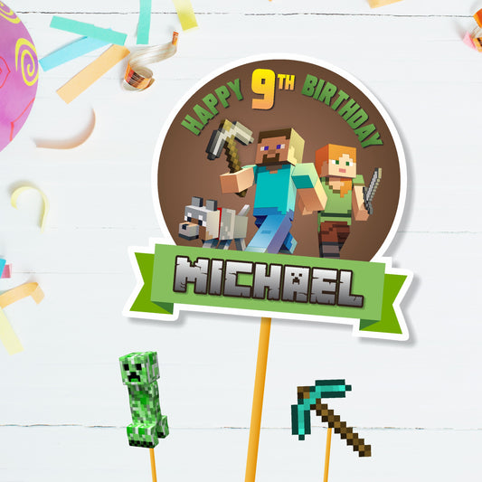 Minecraft Theme Customized Caketopper