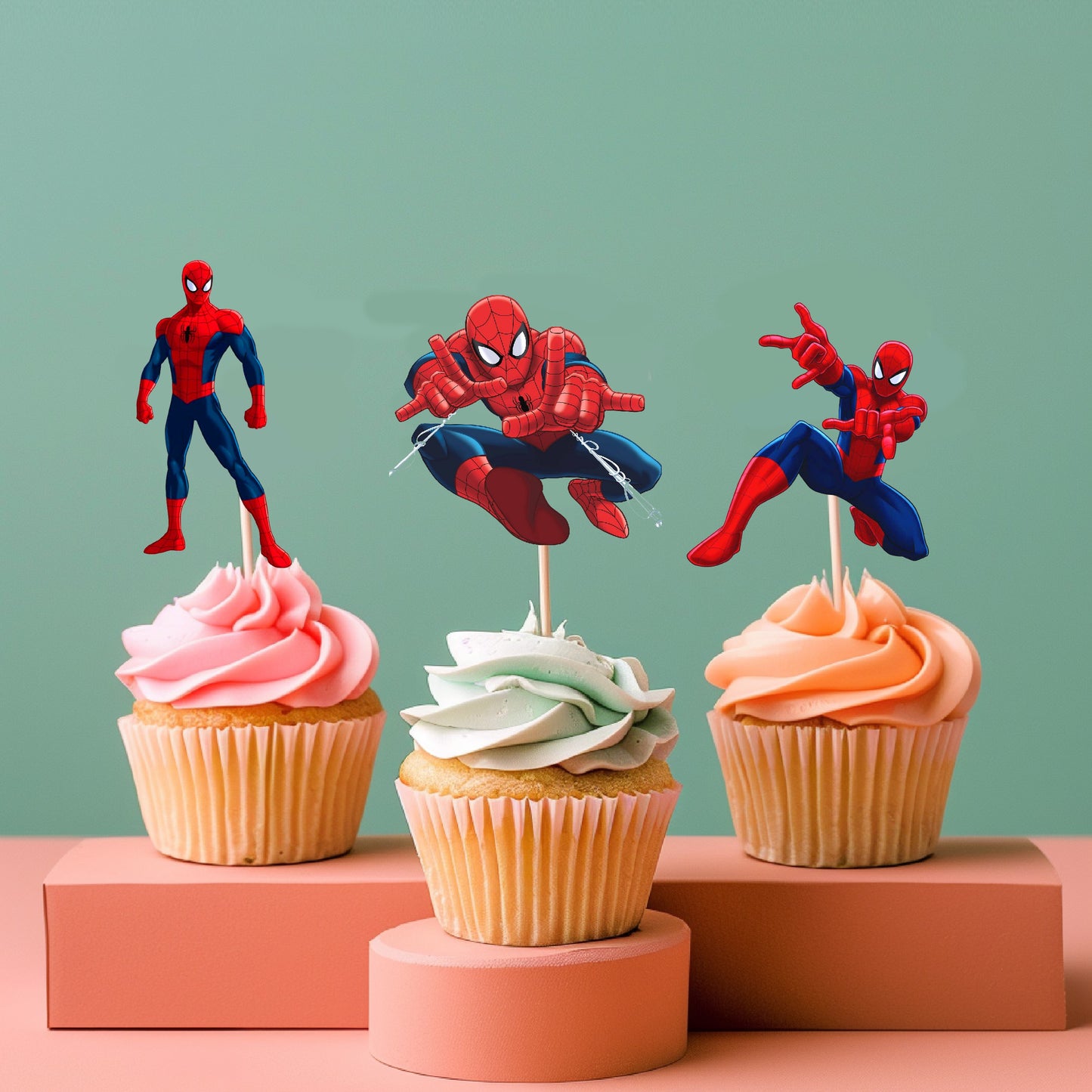 Spiderman Theme Cupcake Topper