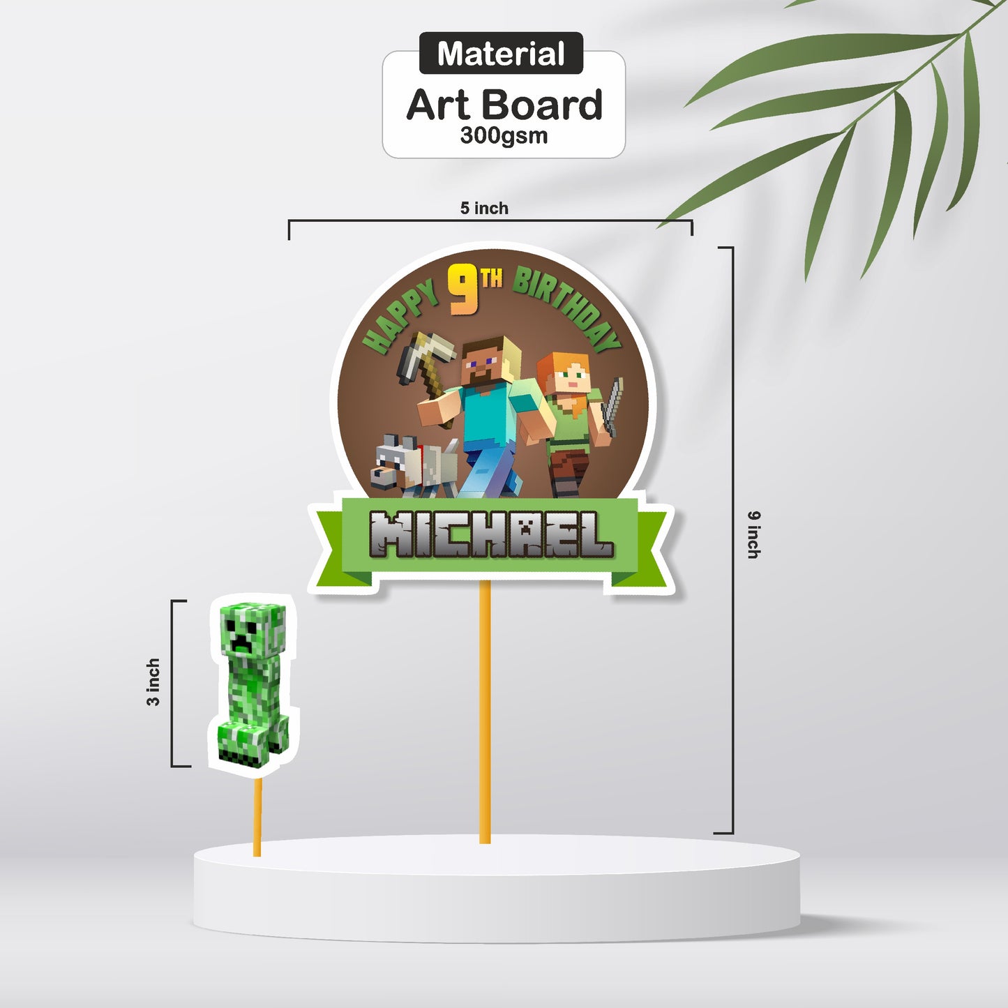 Minecraft Theme Customized Caketopper