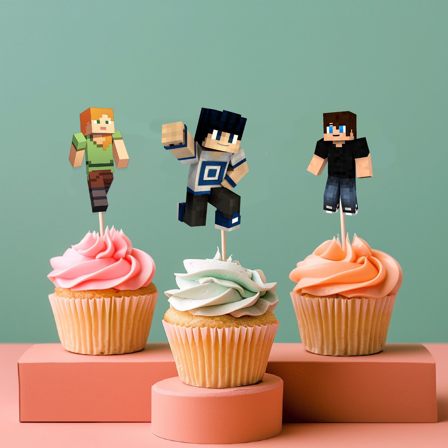Minecraft Theme Cupcake Topper