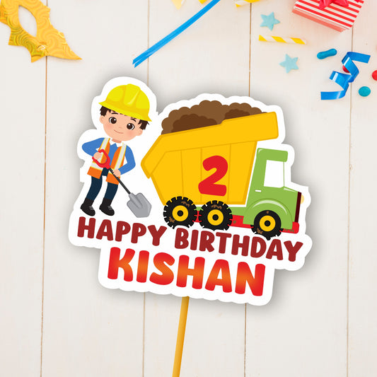 Construction Theme Customized Caketopper