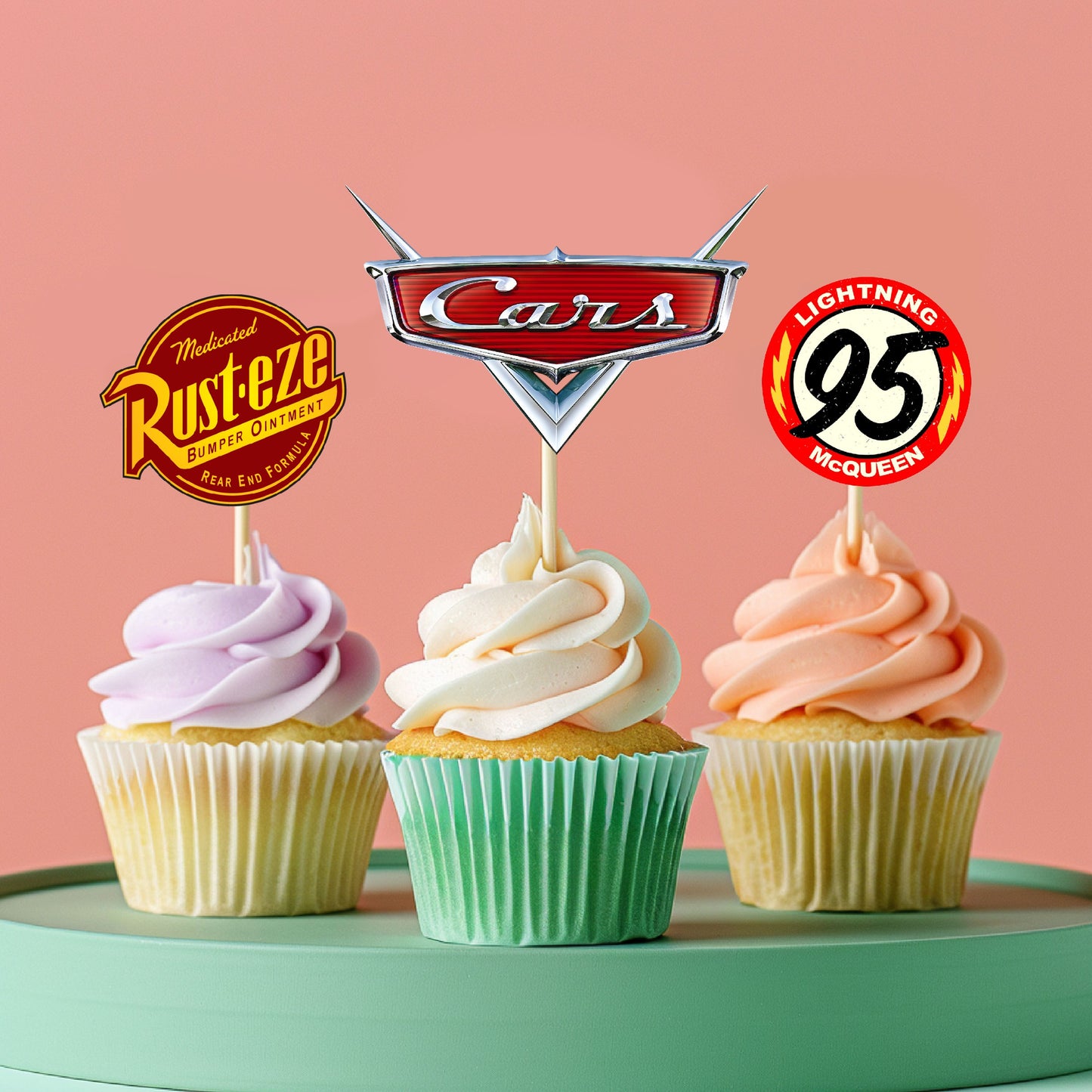McQeen Car Theme Classic Cupcake Topper