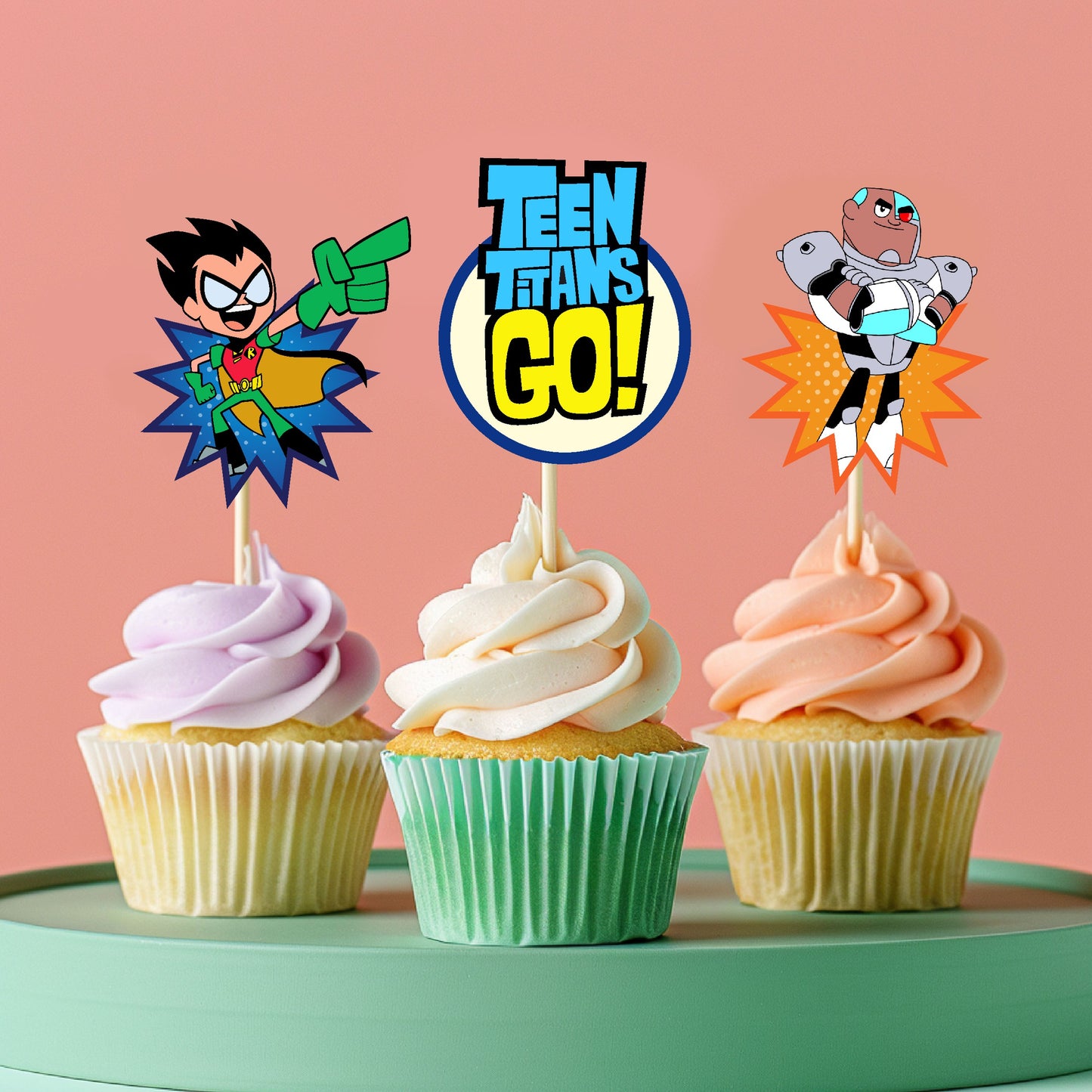 Teen Titans Theme Classic Cupcake Topper