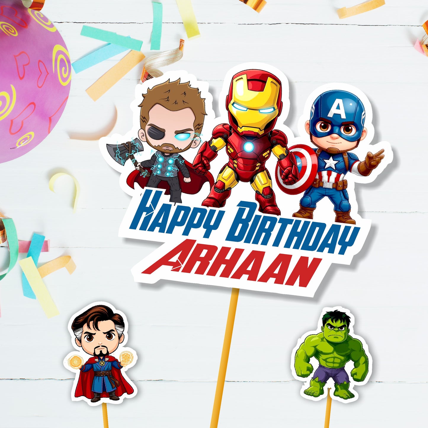 Avengers Theme Personalized Caketopper
