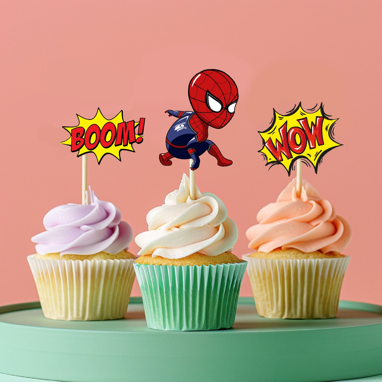 Spiderman Theme Classic Cupcake Topper