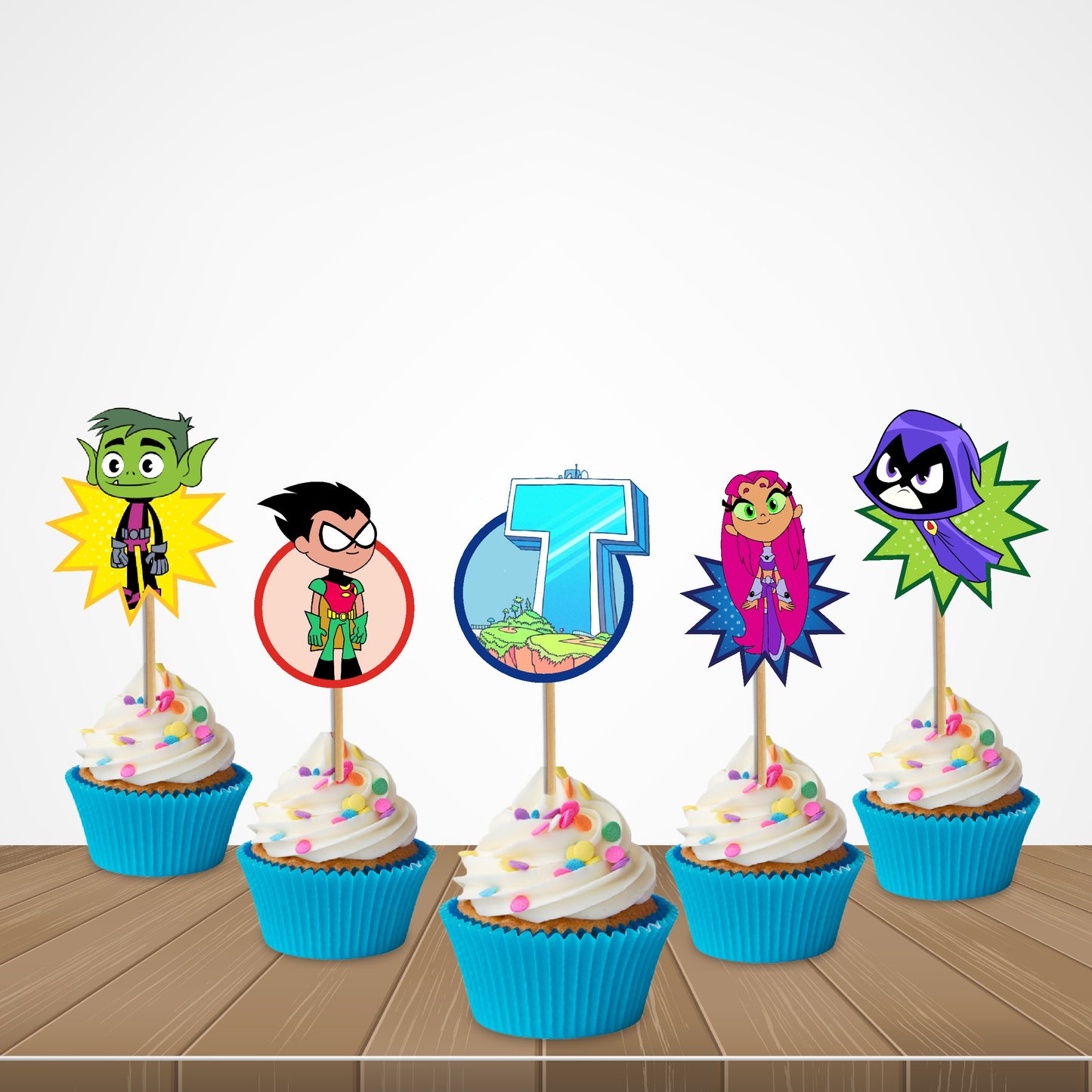 Teen Titans Theme Classic Cupcake Topper