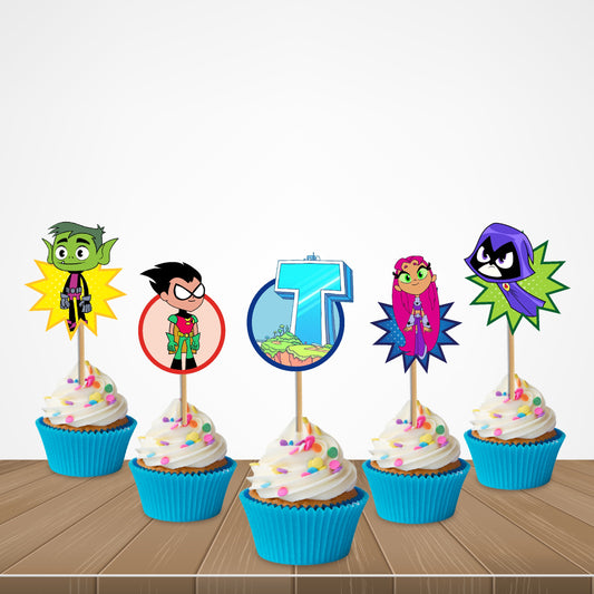 Teen Titans Theme Classic Cupcake Topper