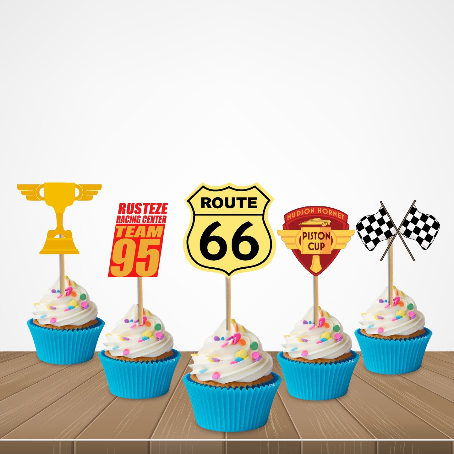 McQeen Car Theme Classic Cupcake Topper
