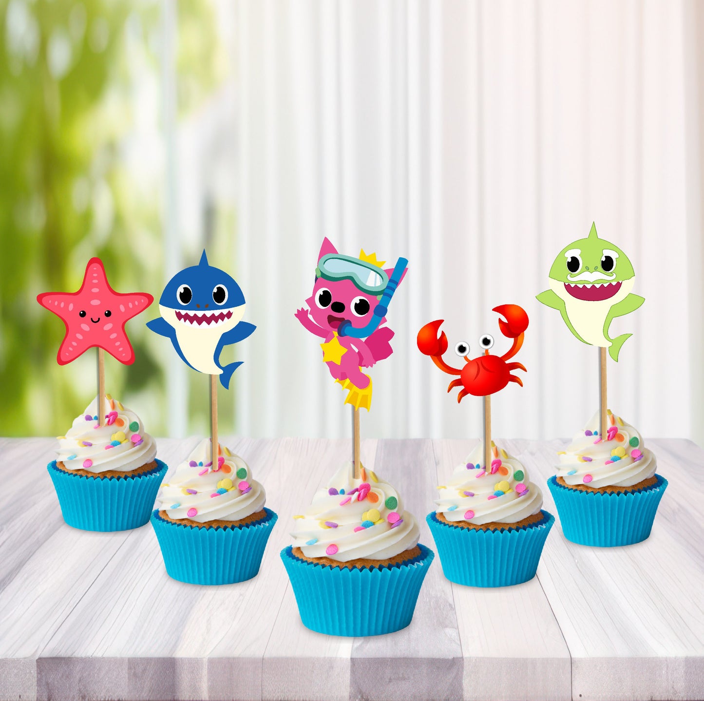 Baby Shark Theme Cupcake Topper
