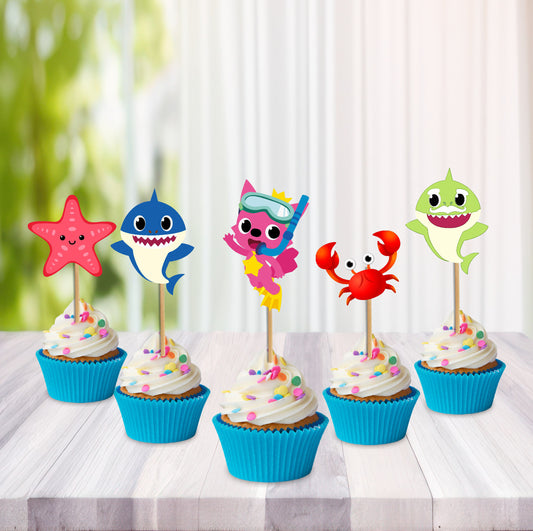 Baby Shark Theme Cupcake Topper