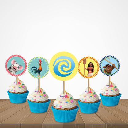 Moana Theme Round Cup Caketopper My Store