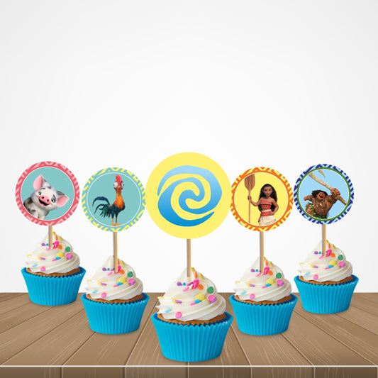 Moana Theme Round Cup Caketopper