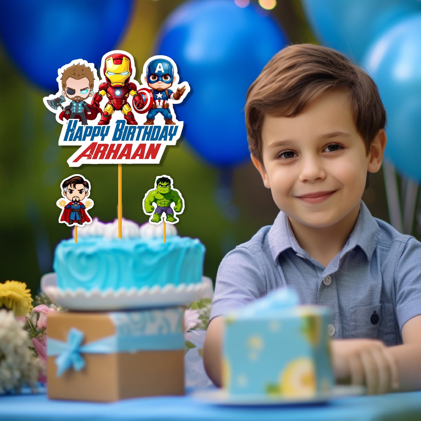 Avengers Theme Personalized Caketopper