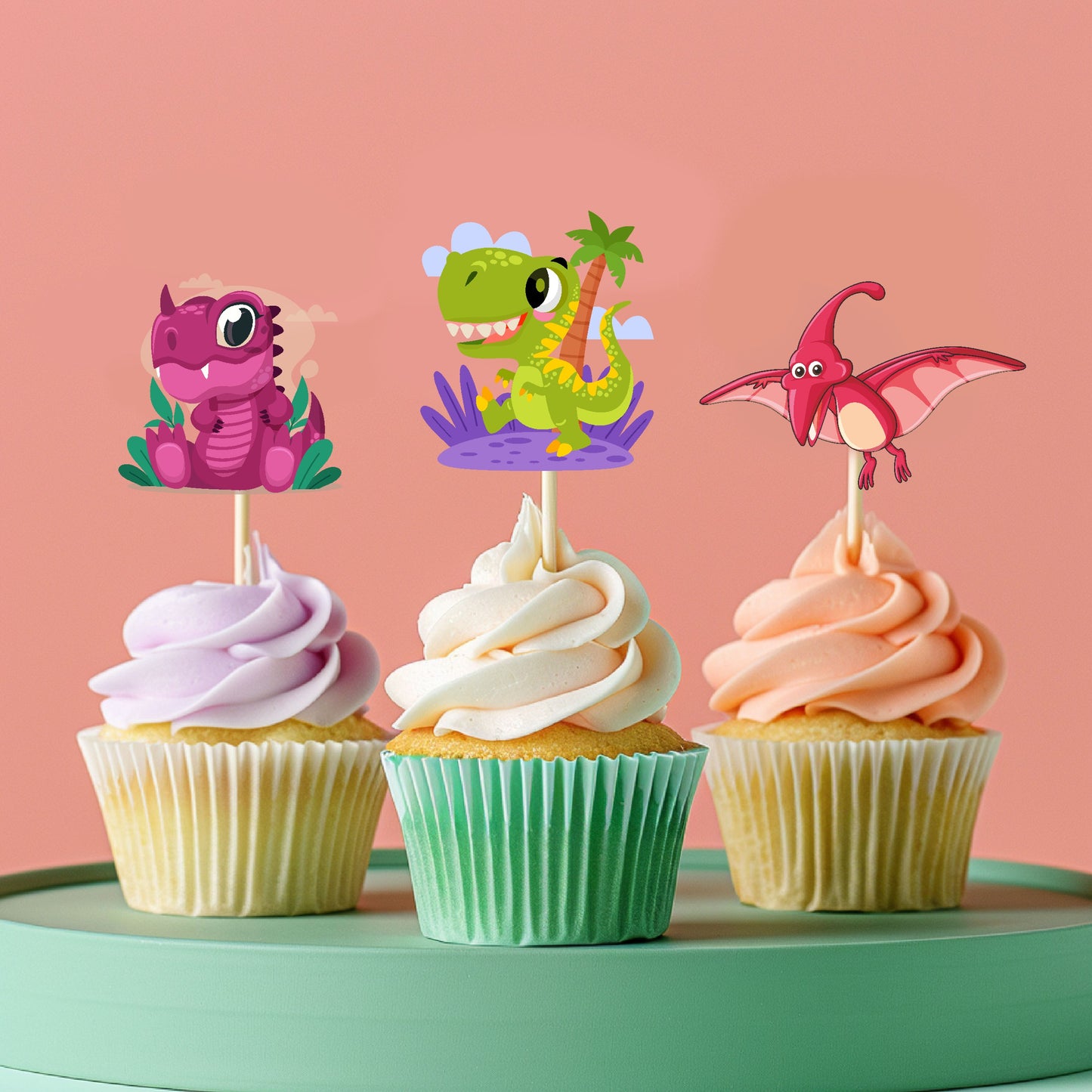 Dino Theme Classic Cupcake Topper