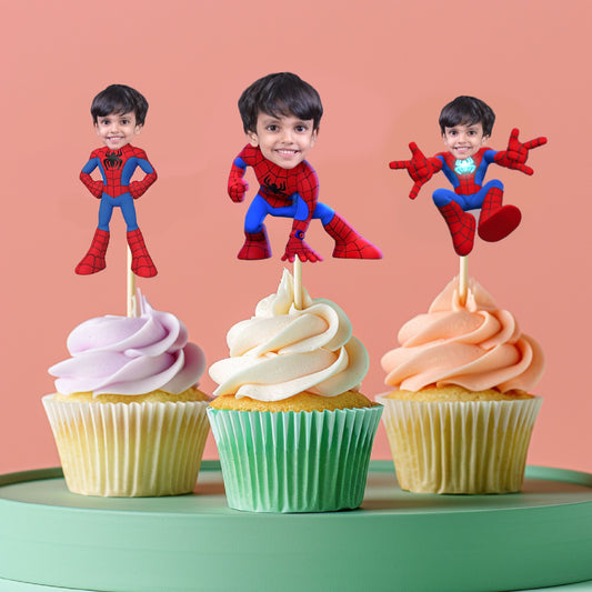Spiderman Theme Customized Cupcake Topper