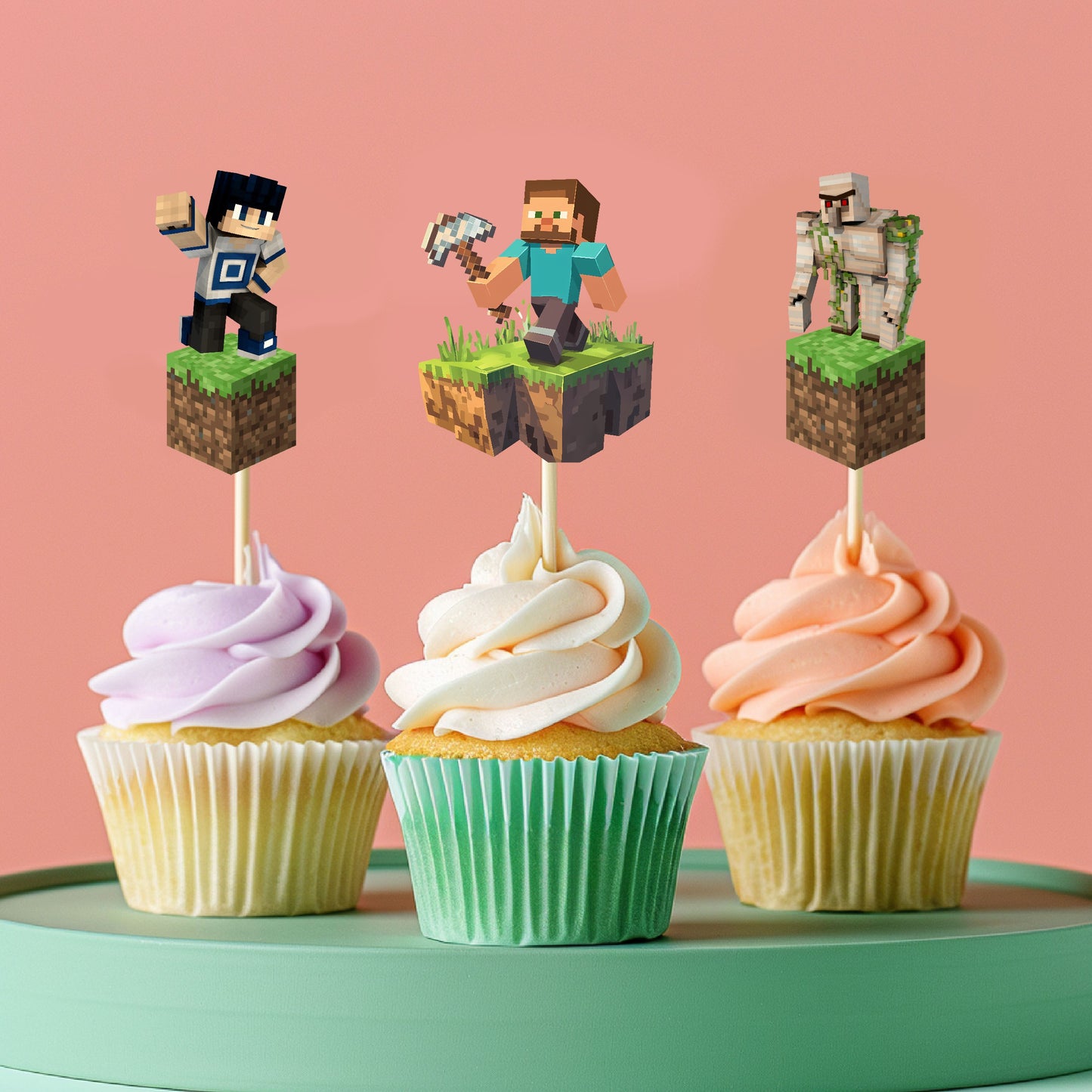 Minecraft Theme Character Cupcake Topper