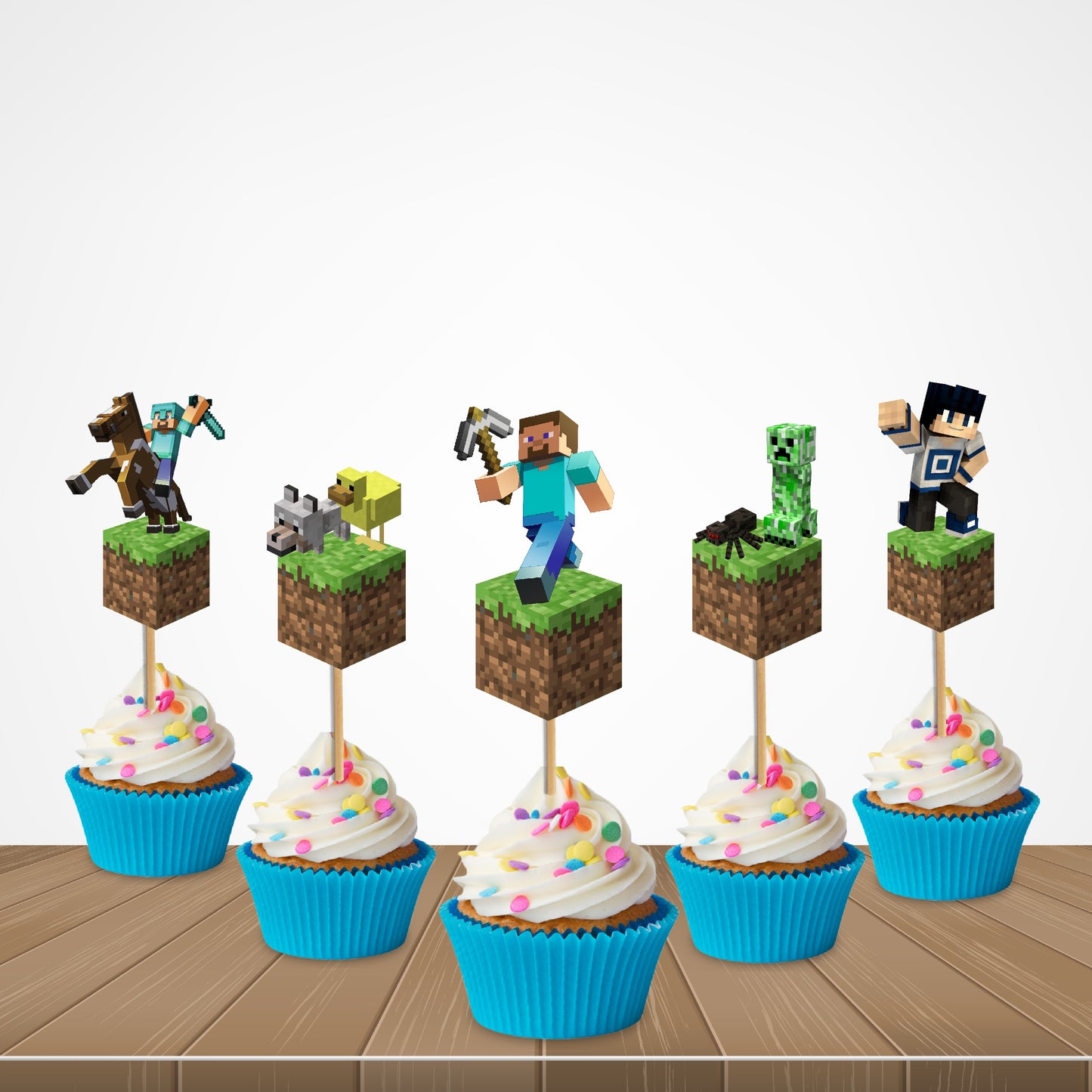 Minecraft Theme Character Cupcake Topper