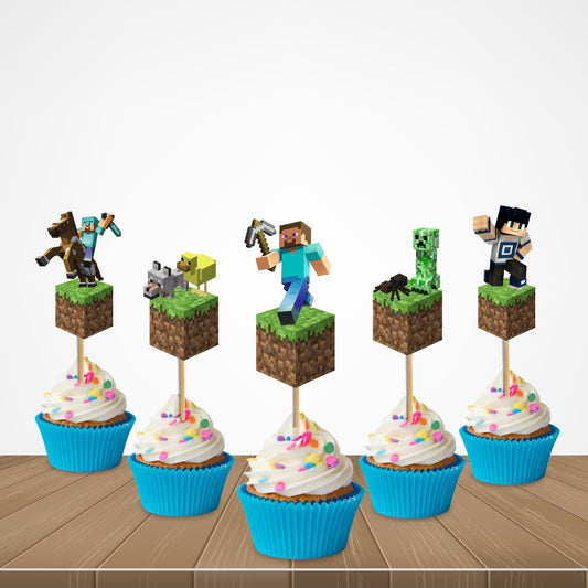 Minecraft Theme Character Cupcake Topper