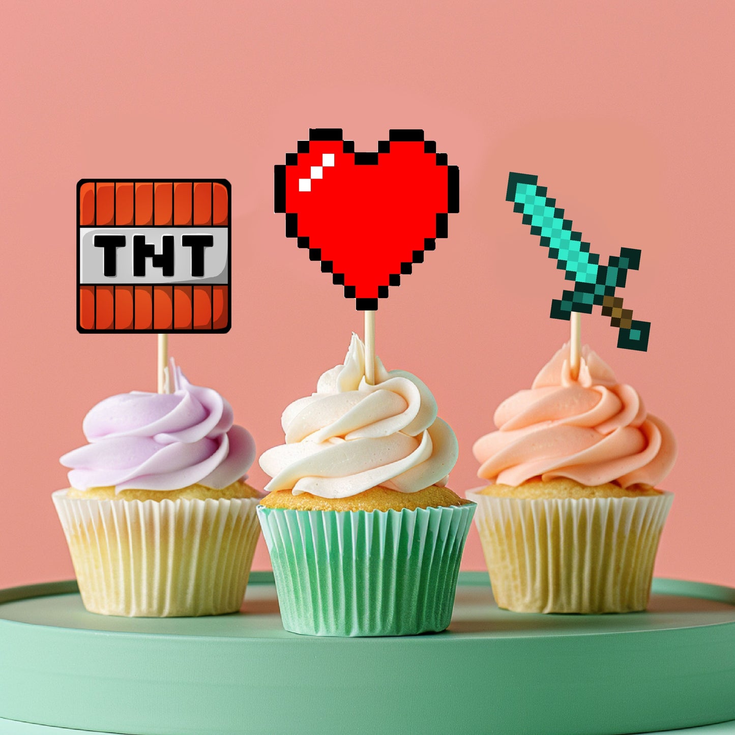 Minecraft Theme Classic Cupcake Topper