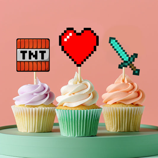 Minecraft Theme Classic Cupcake Topper