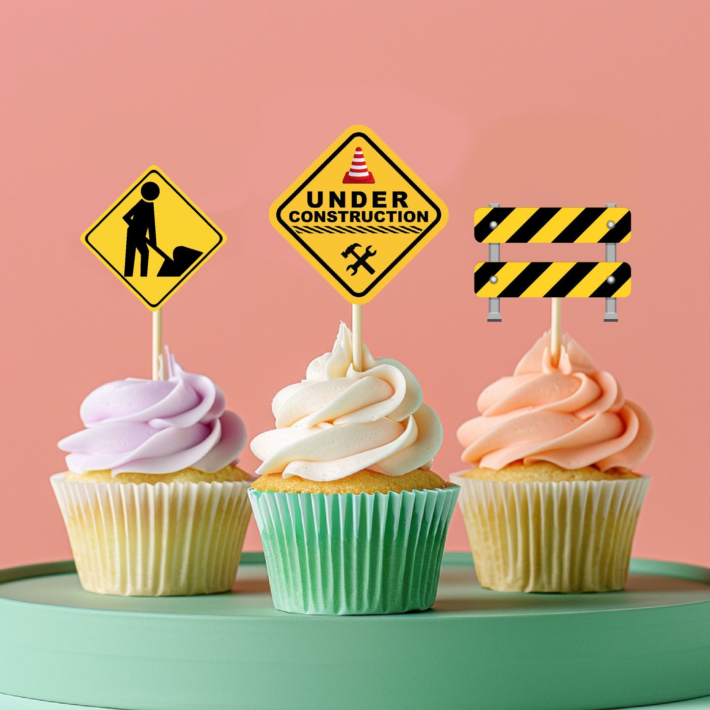 Construction Theme Classic Cupcake Topper