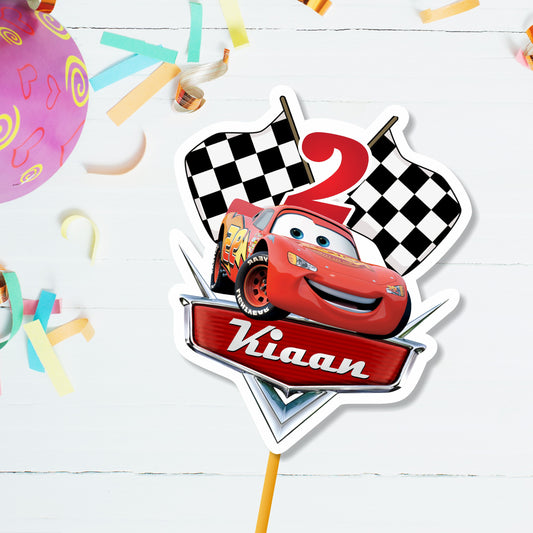 McQeen Car Theme Personalized Caketopper