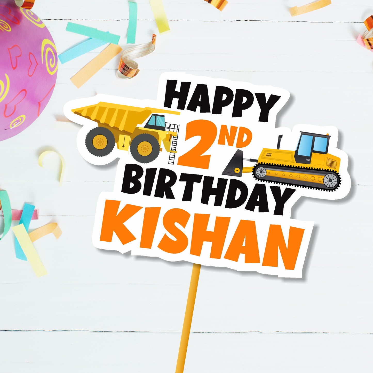 Construction Theme Caketopper