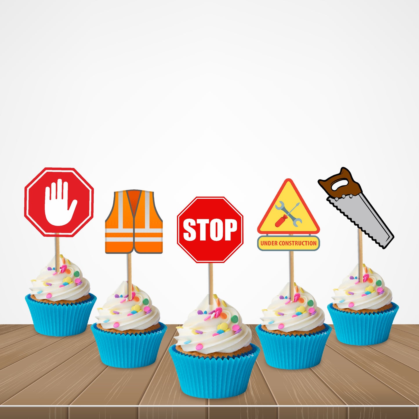 Construction Theme Classic Cupcake Topper