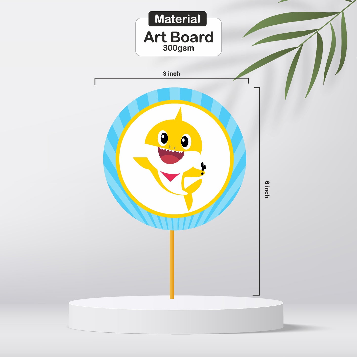 Baby Shark Theme Round Cupcake Topper