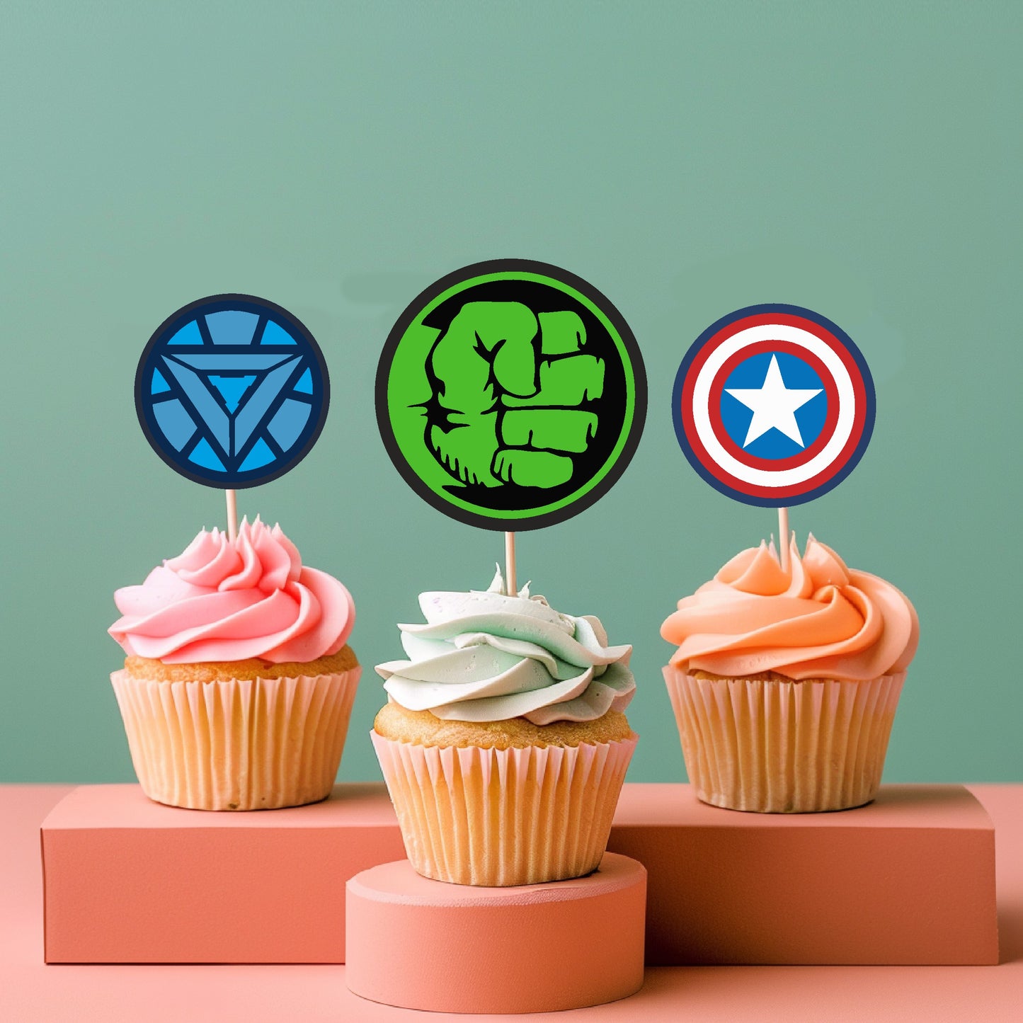 Avengers Theme I Con Cupcake Topper