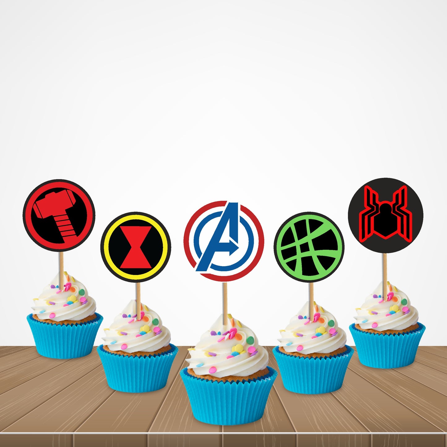 Avengers Theme I Con Cupcake Topper