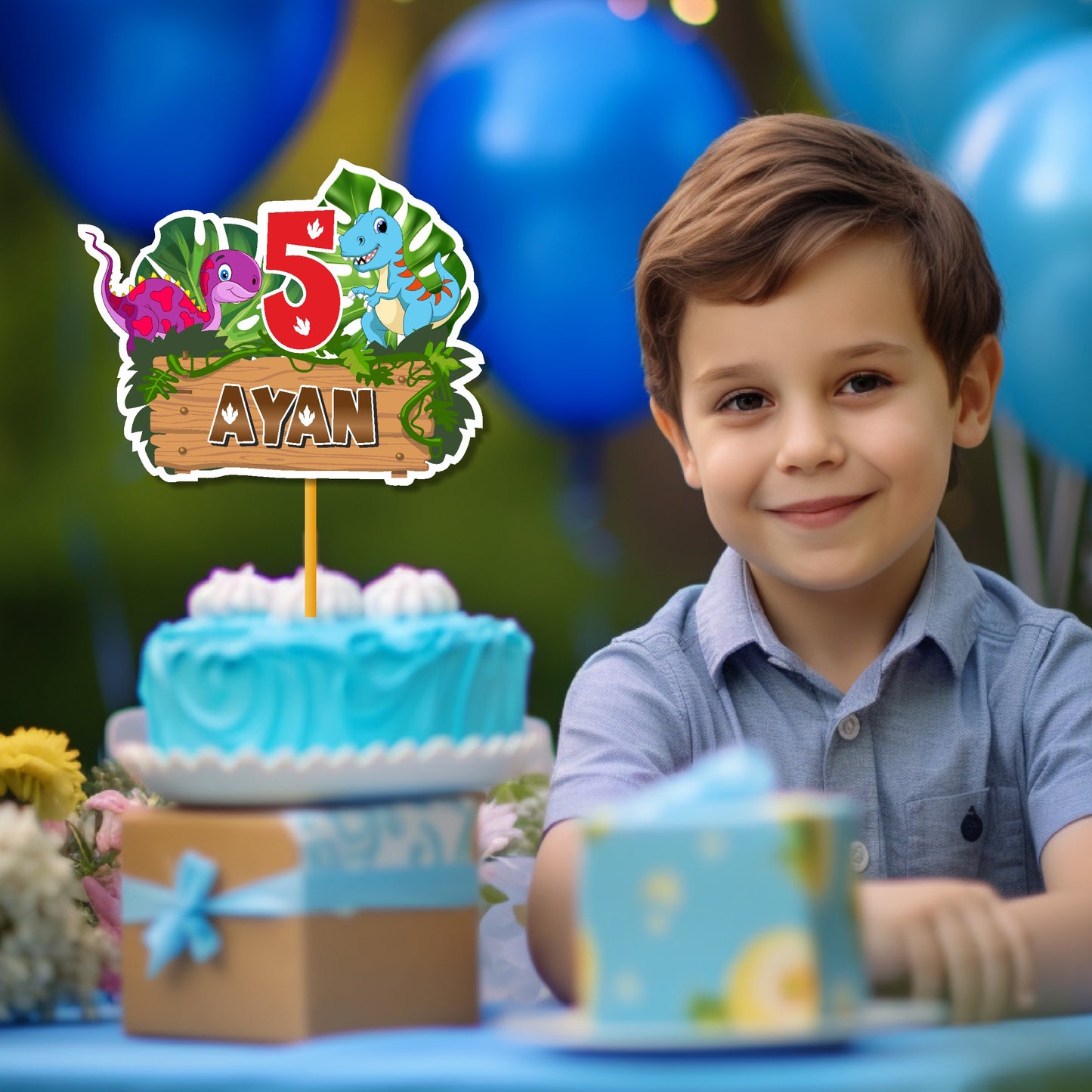 Dino Theme Personalized Caketopper