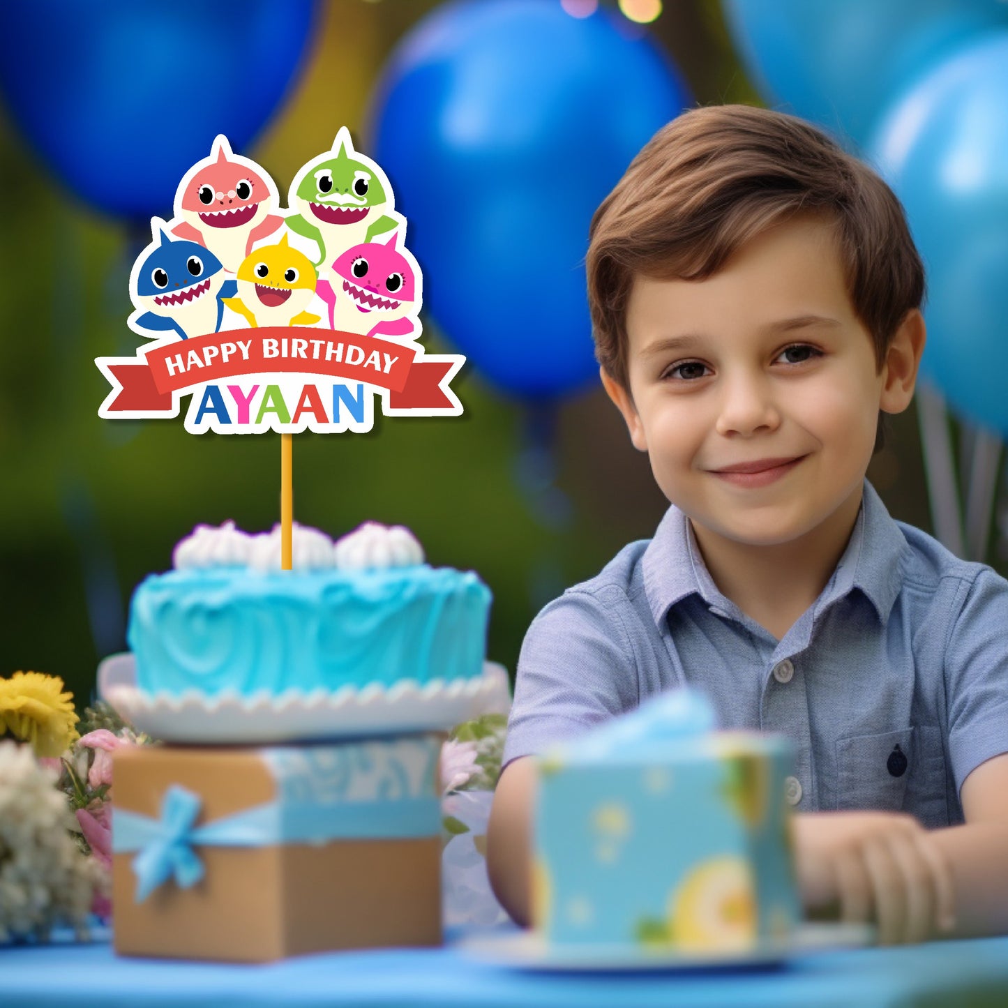 Baby Shark Theme Cake Topper