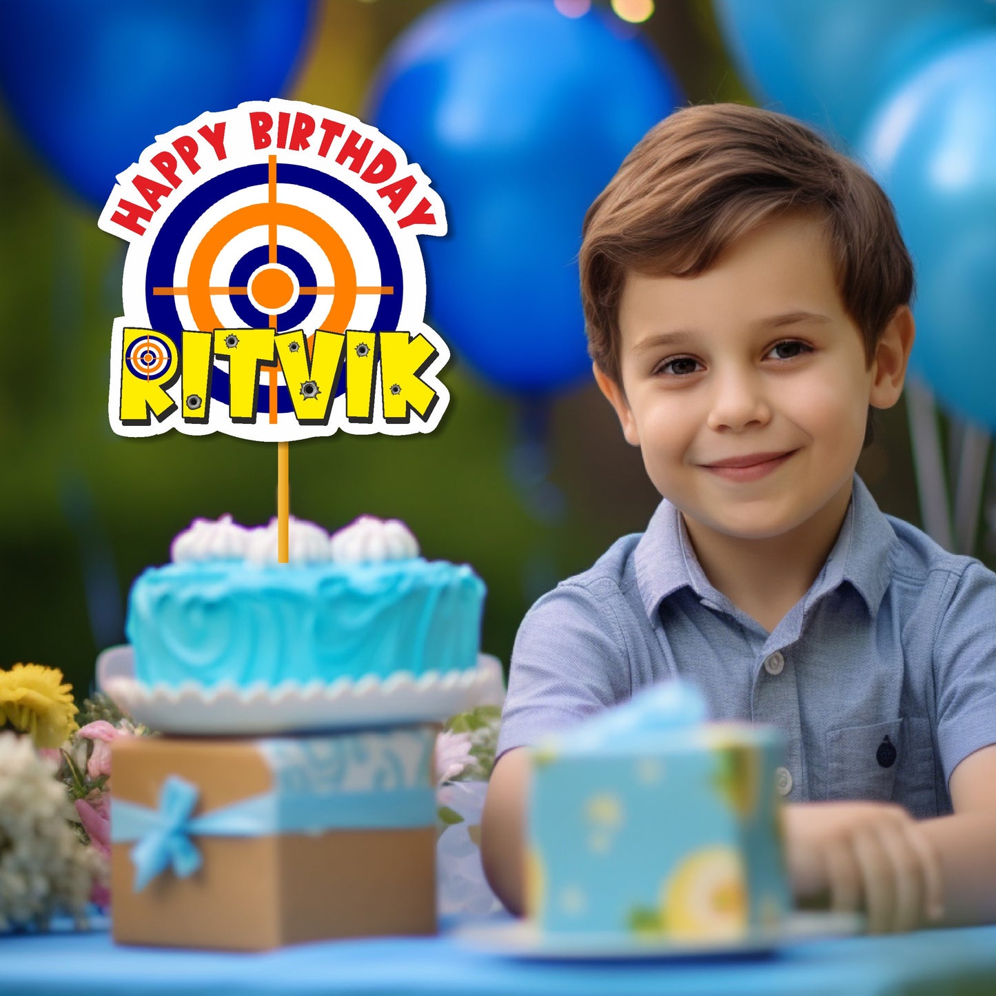 Nerf Gun Theme Personalized Caketopper