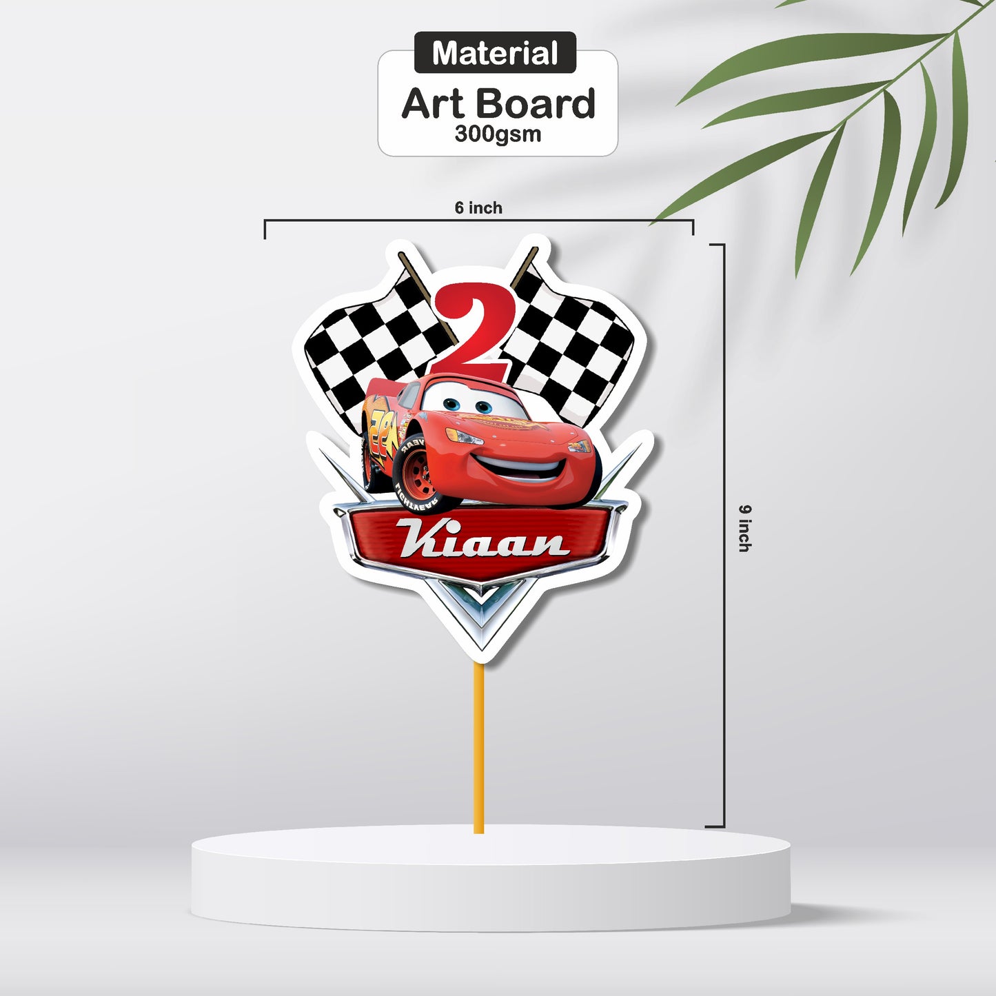 McQeen Car Theme Personalized Caketopper