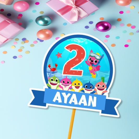 Baby Shark Theme Personalized Cake Topper