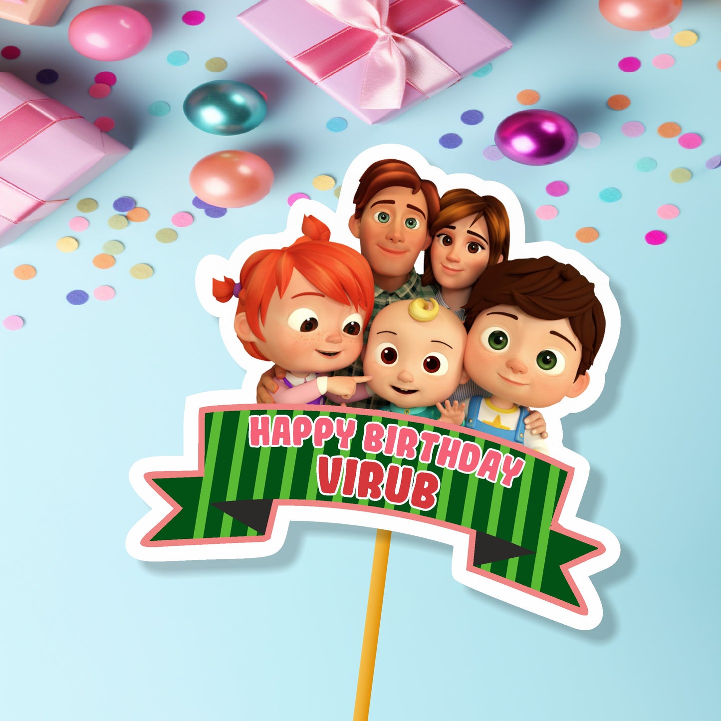 Cocomelon Theme Customized Caketopper