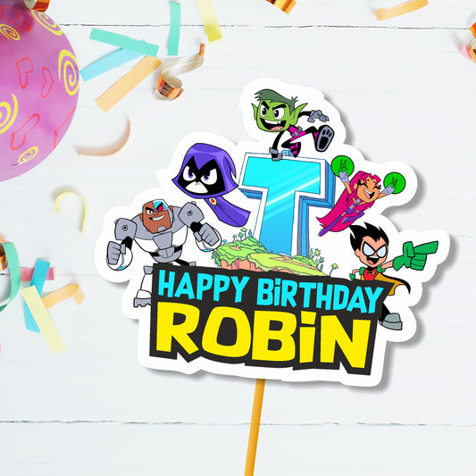 Teen Titans Theme Personalized Caketopper