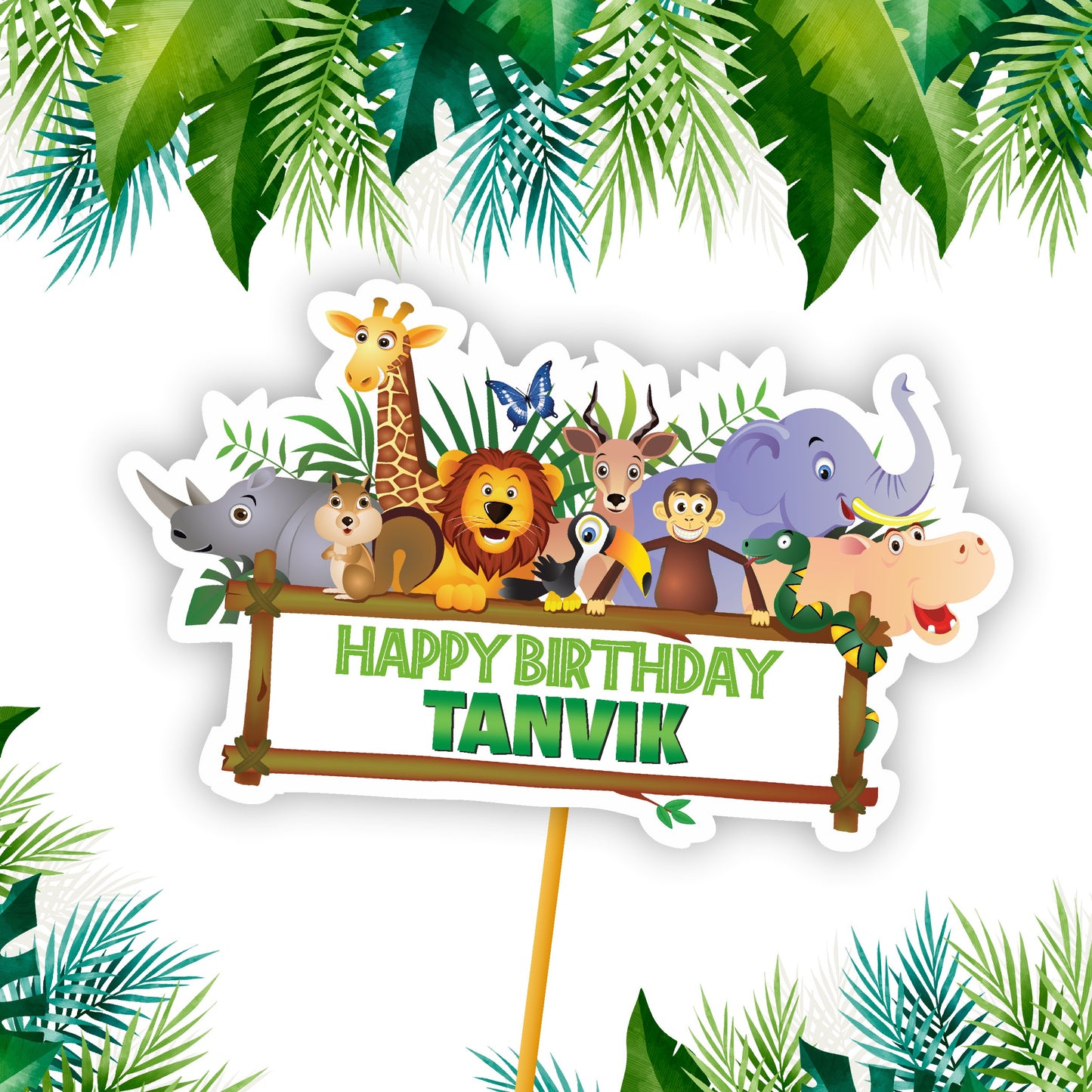 Jungle Theme Personalized Cake Topper