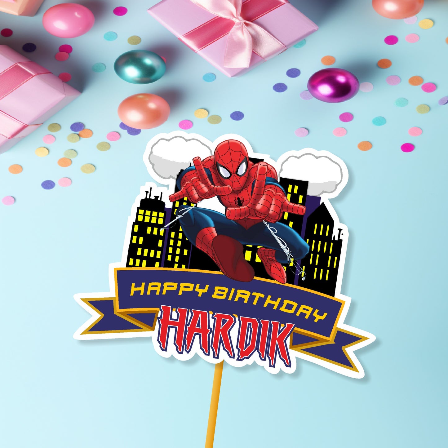 Spiderman Theme Personalized Caketopper