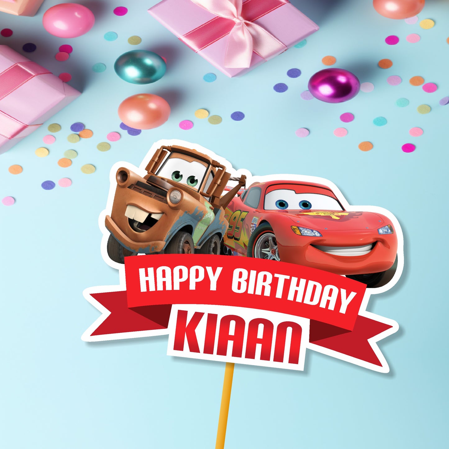 McQeen Car Theme Customized Caketopper