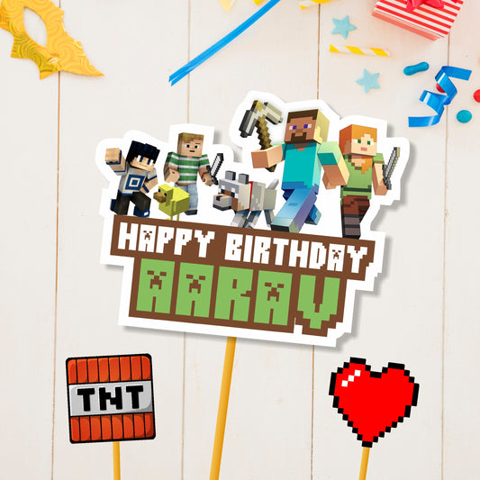 Minecraft Theme Personalized Caketopper