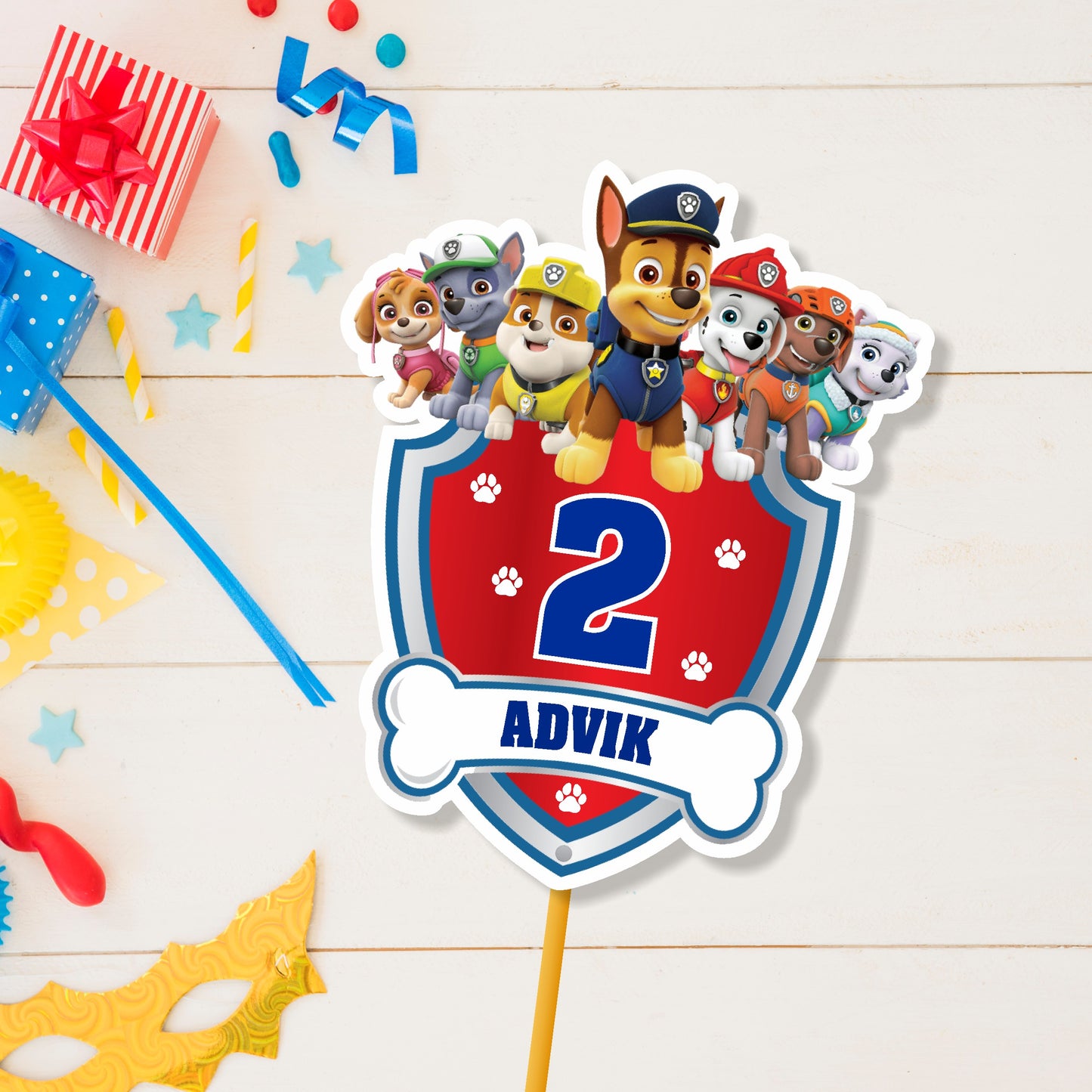 Paw Patrol Theme Personalized Caketopper