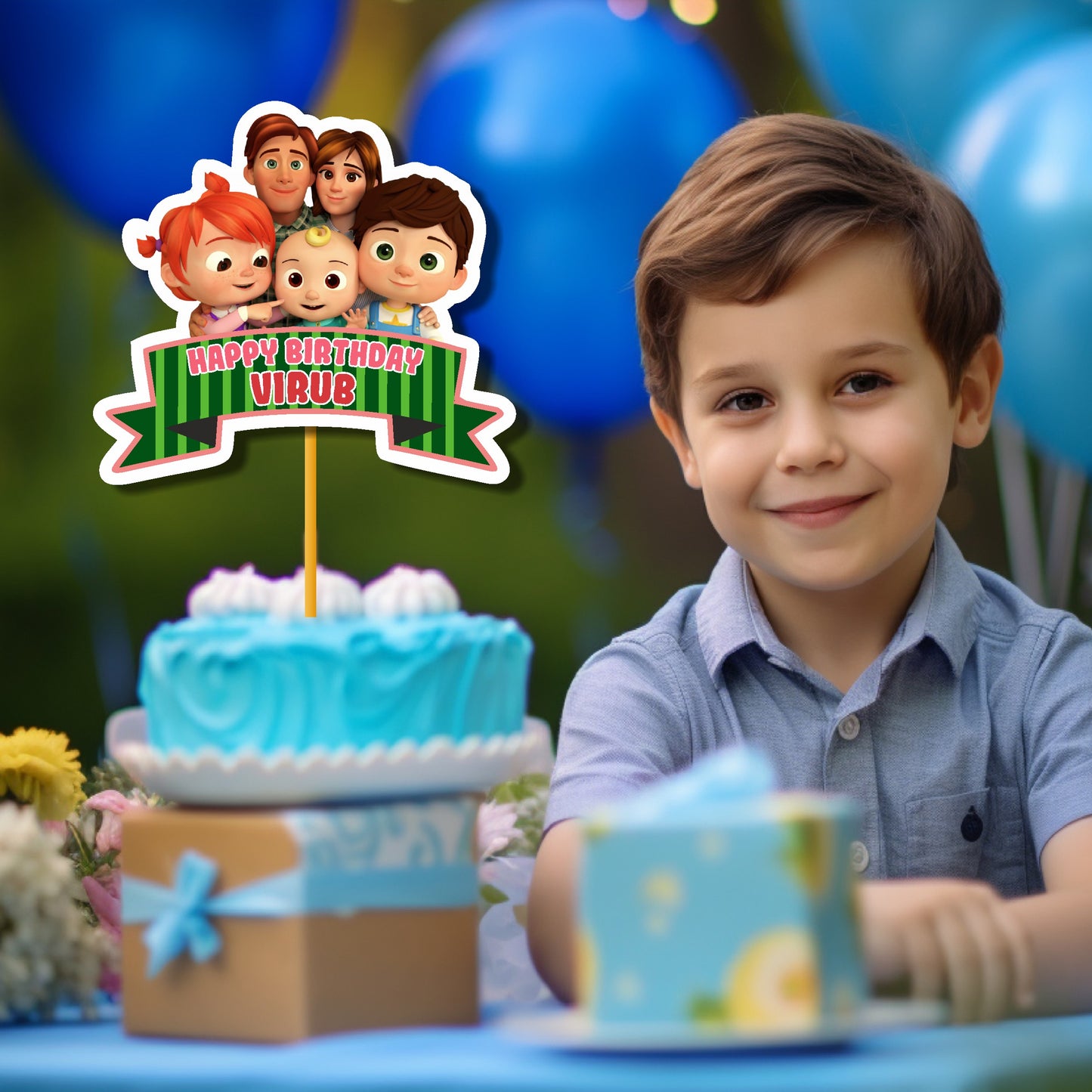 Cocomelon Theme Customized Caketopper