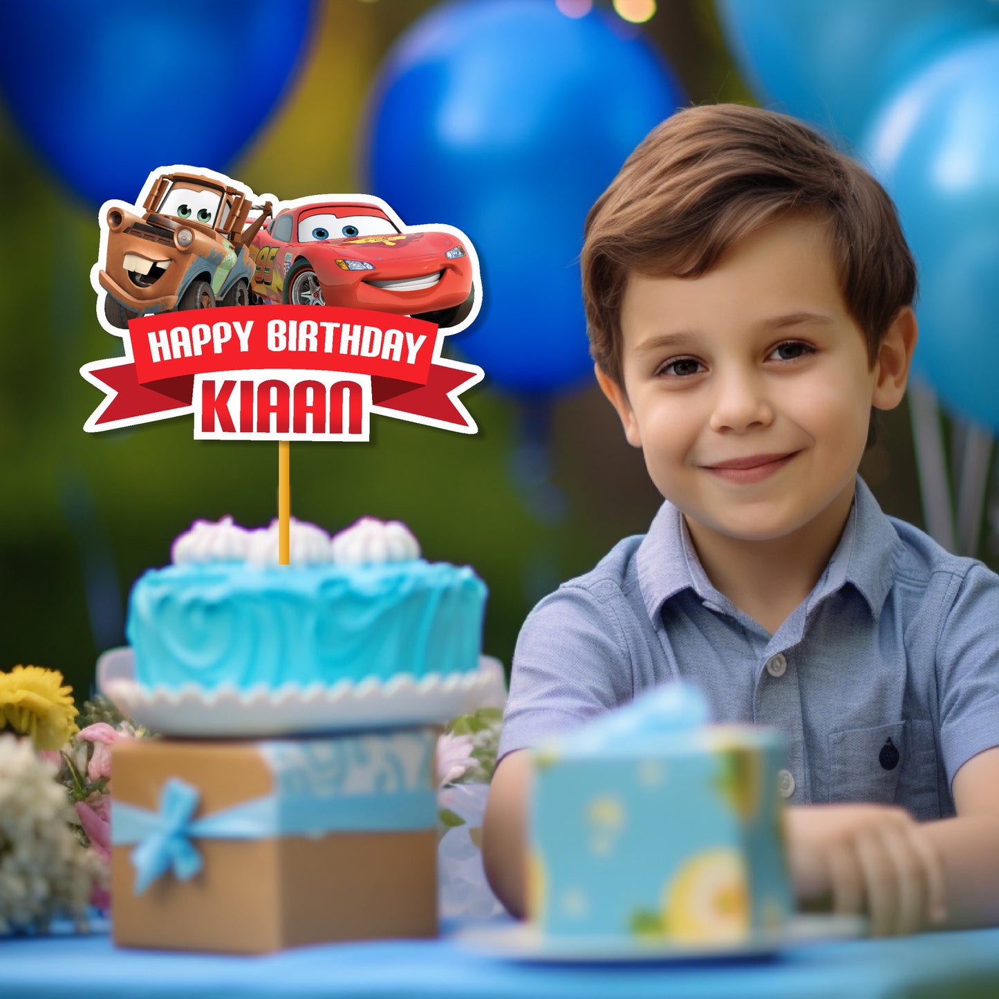 McQeen Car Theme Customized Caketopper