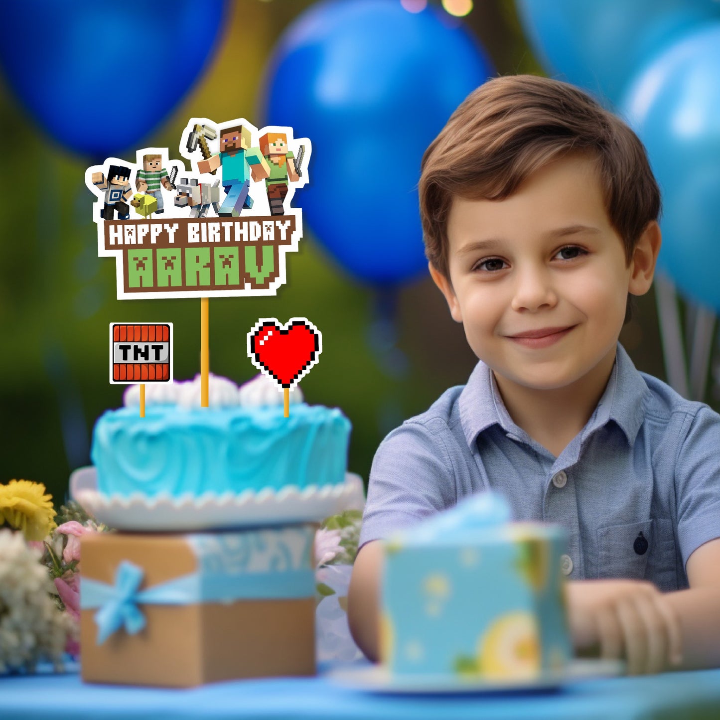 Minecraft Theme Personalized Caketopper