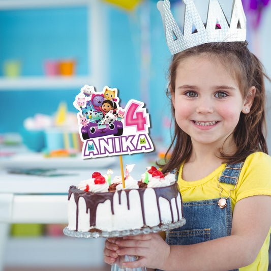 Gabby’s Dollhouse Theme Personalized Cake topper