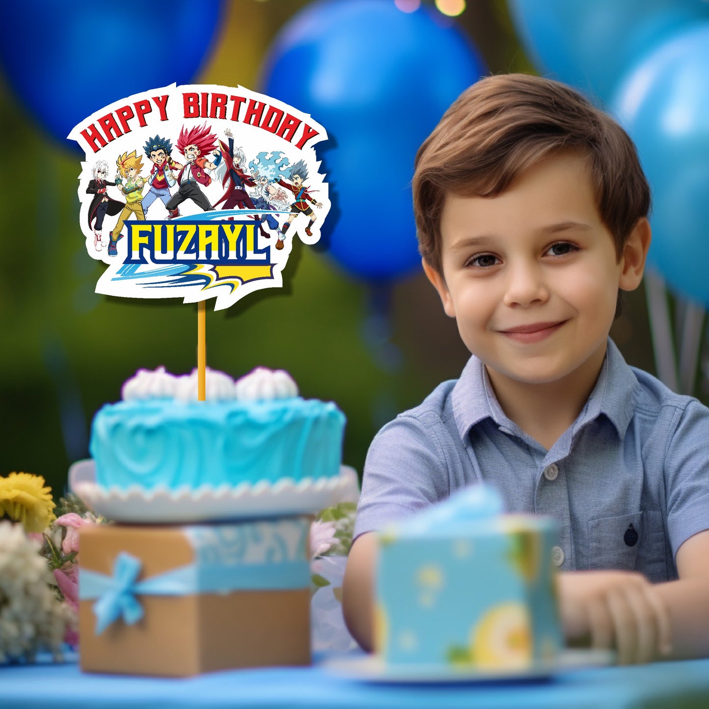 Beyblade Theme Personalized Cake topper