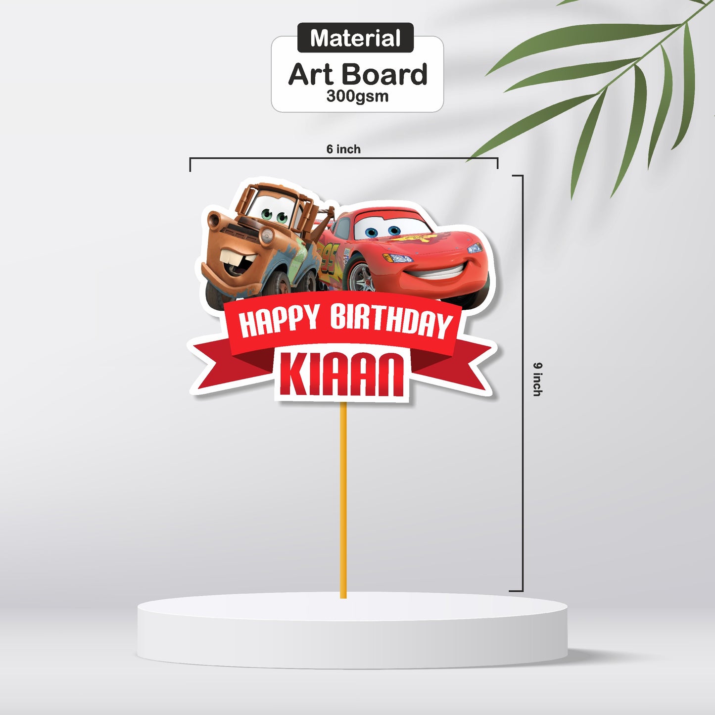 McQeen Car Theme Customized Caketopper